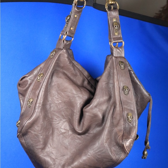 Thomas Wylde Designer Circus Leather Skull-Studded Hobo Bag with Chain Straps - Picture 2 of 15